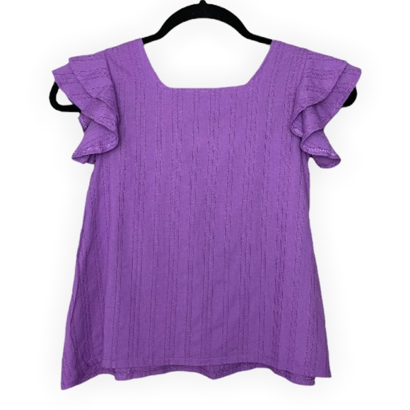 Milibam Purple Square Neckline Tee Blouse NWOT Size 8 Korean Boutique Brand - Picture 2 of 10